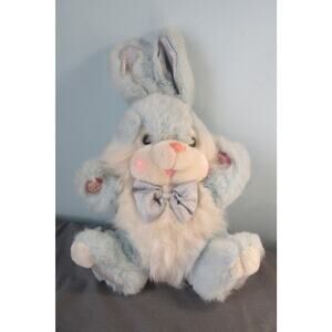 Dan Dee Musical Plush Stuffed Bunny Rabbit Blue Sings Cheeks Light Up